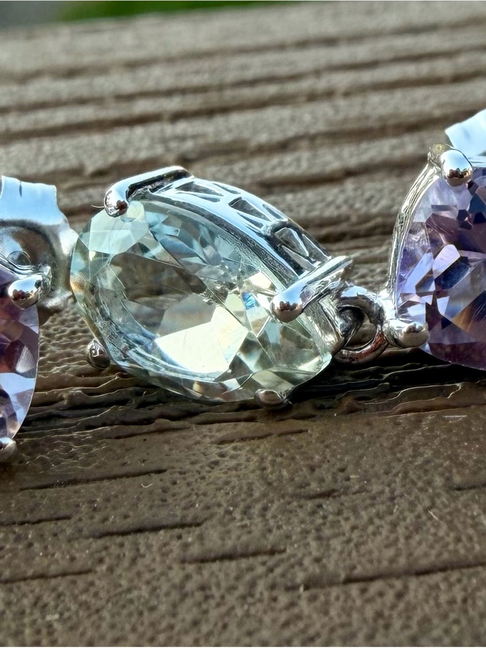 Gorgeous AAA Pink & Green Amethyst 9.00 CTW Rhodium Over 925 Silver Earrings - Picture 3 of 12